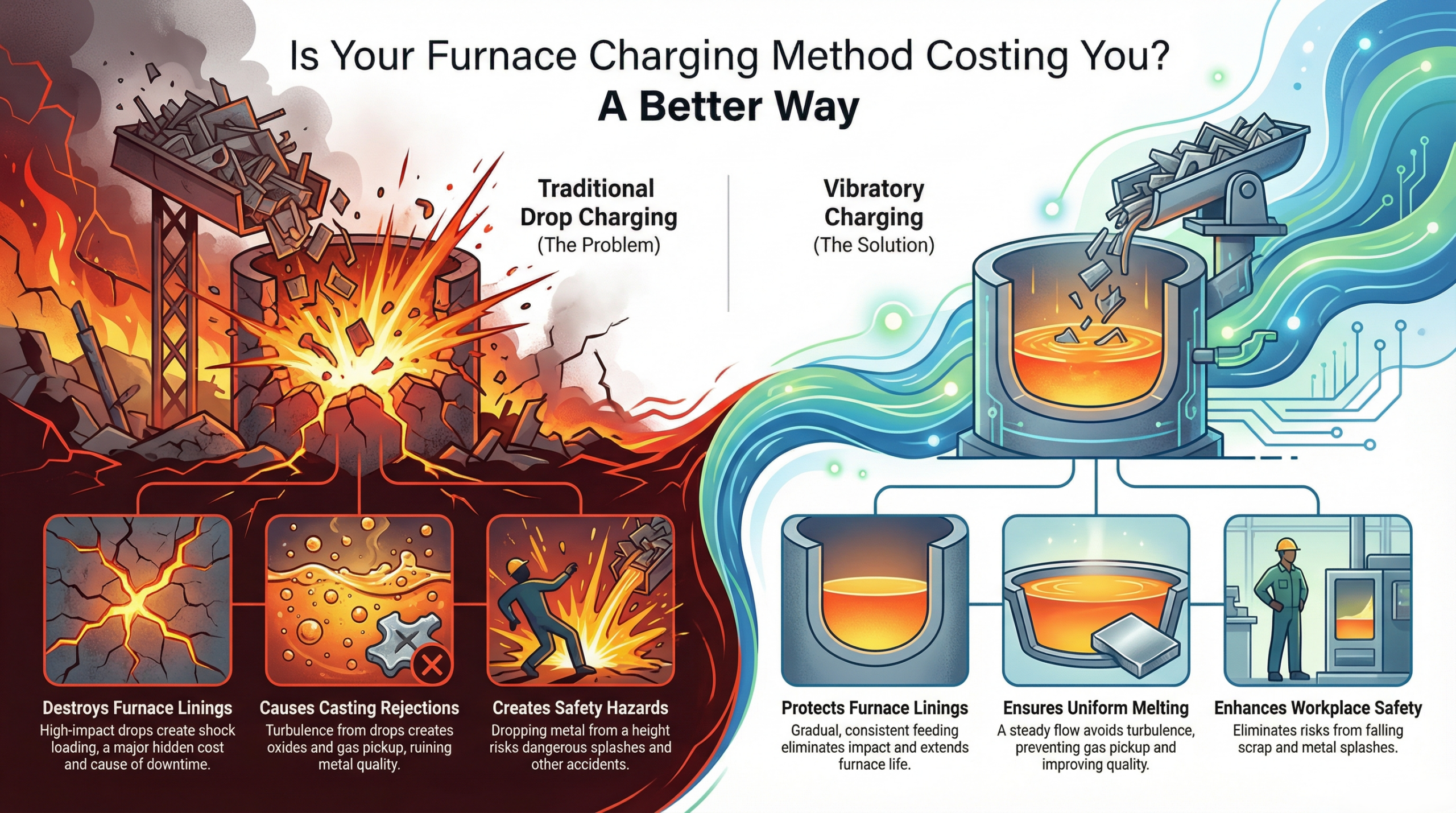 How this Furnace Charging Technique could Silently be Destroying Furnace Lining and be the cause of Casting Rejections – Here’s What to do Instead!